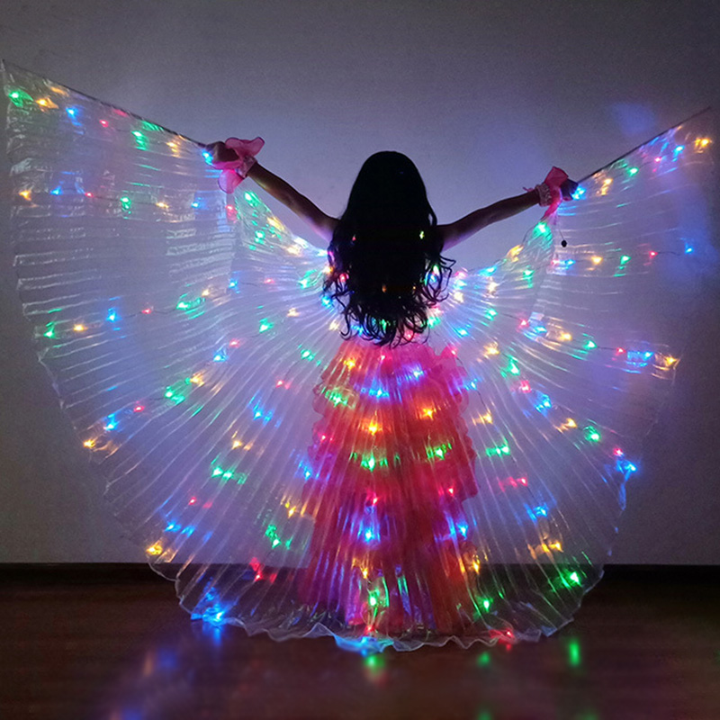 Glow Kids Fairy Butterfly LED Belly Dance Wings Light up Isis Wings 8-Colors UK