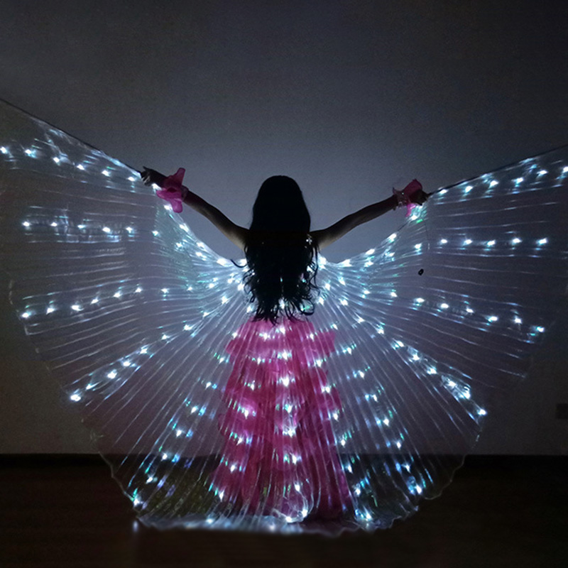 Glow Kids Fairy Butterfly LED Belly Dance Wings Light up Isis Wings 8-Colors UK